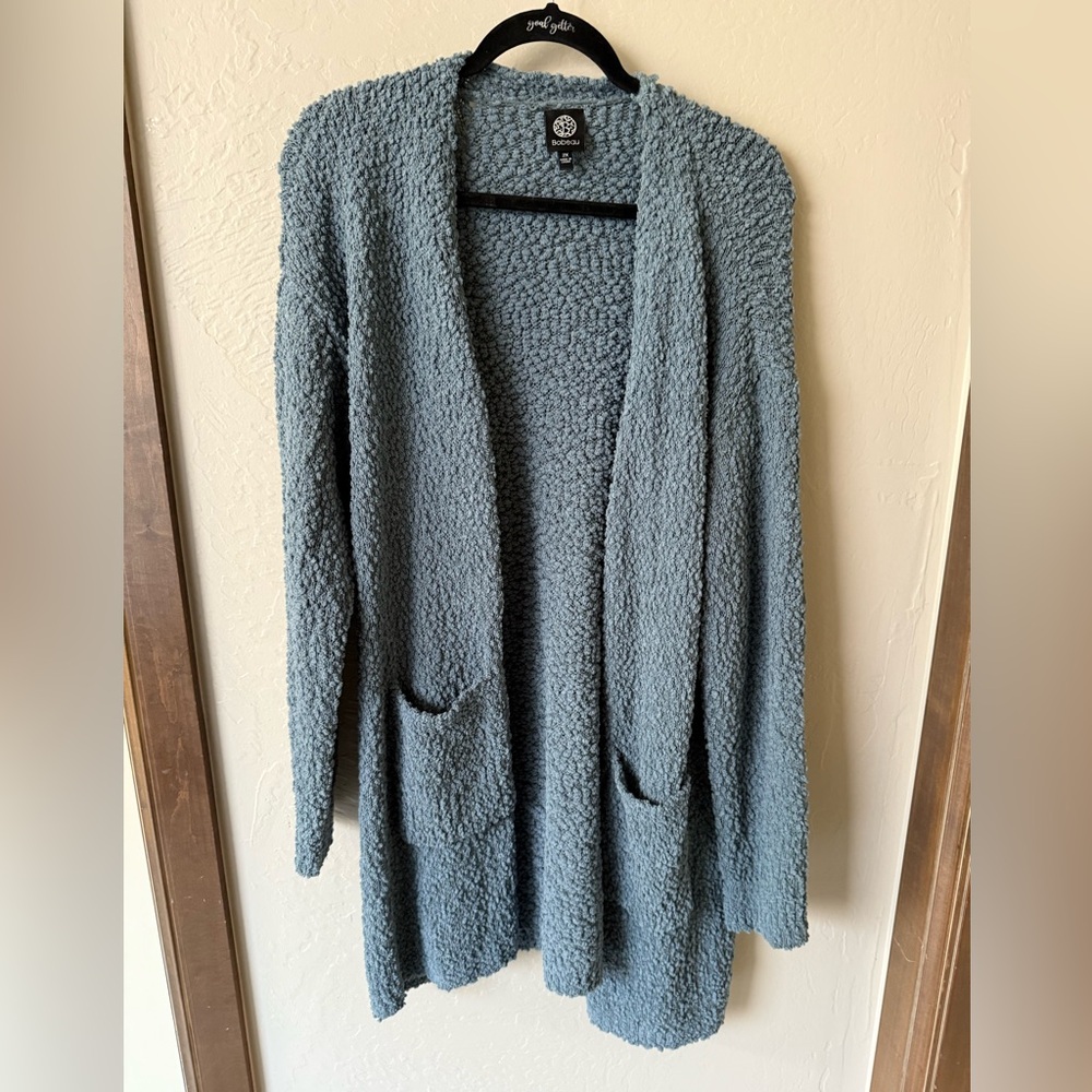 Bobeau Textured Blue Cardigan